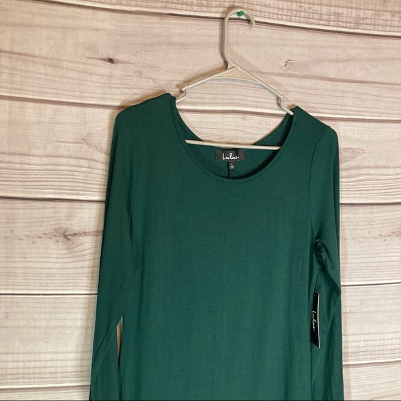 Lulu’s Charmed Life Forest Green Long Sleeve Asymmetrical Maxi Dress - Picture 3 of 11
